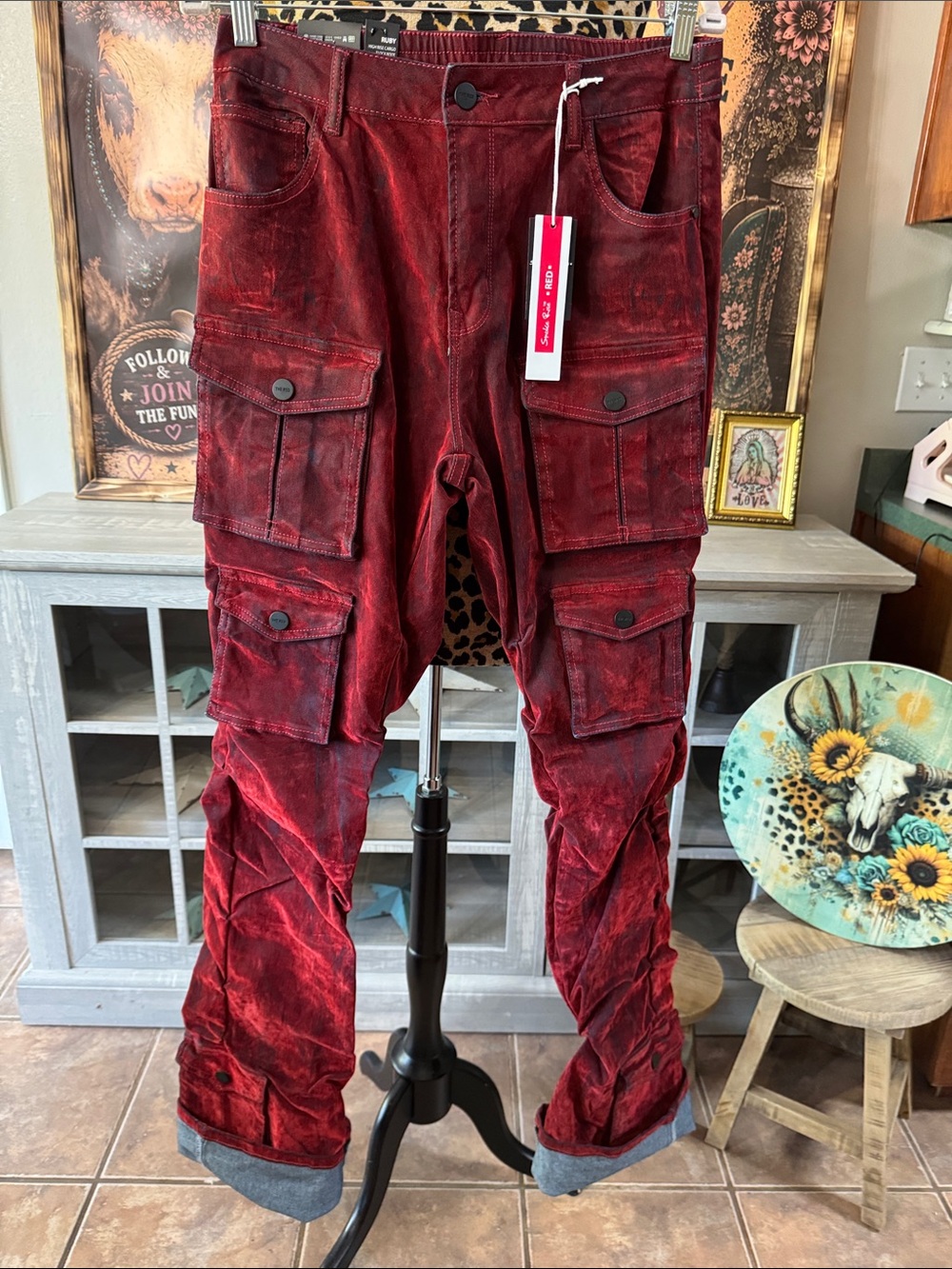 NWT  SMOKE RISE RED  HR Cargo Jean  Sz XL